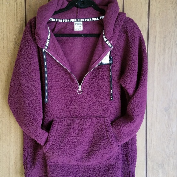 VS Pink Sherpa Quarter Zip Hoodie - Picture 4 of 5